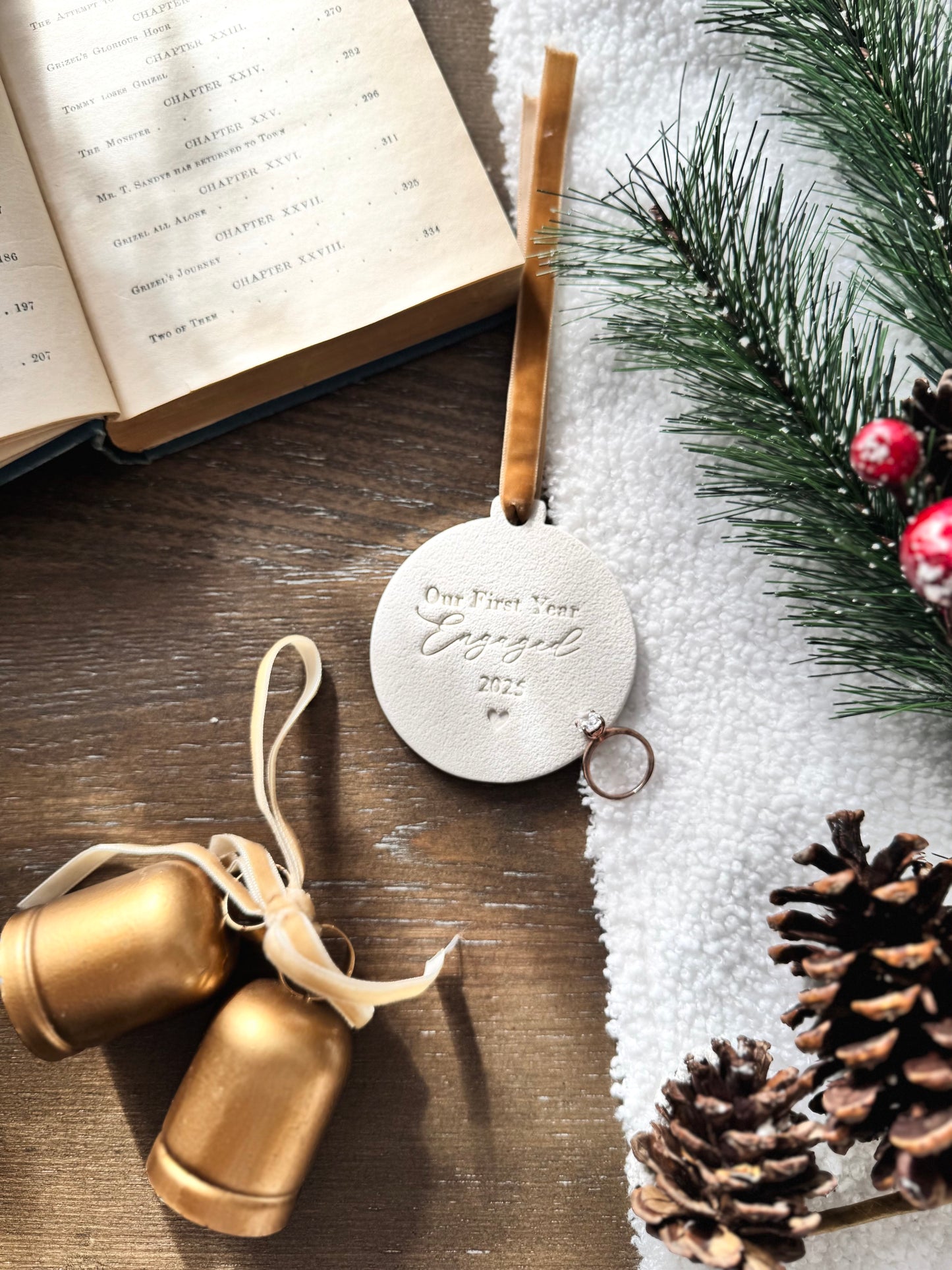 "Our First Year Engaged" Personalized Couple Ornament