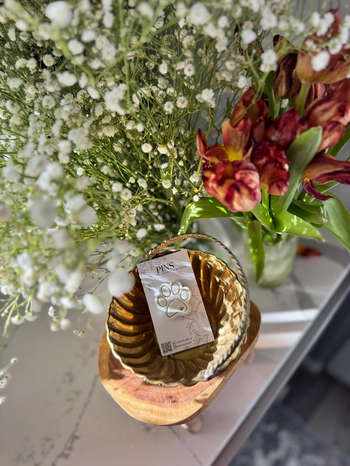 Paw Clay Pin | Clay Brooch | Elegant Accessories | Unique Wedding Favours | Pet Lover Gift| Teacher Gifts