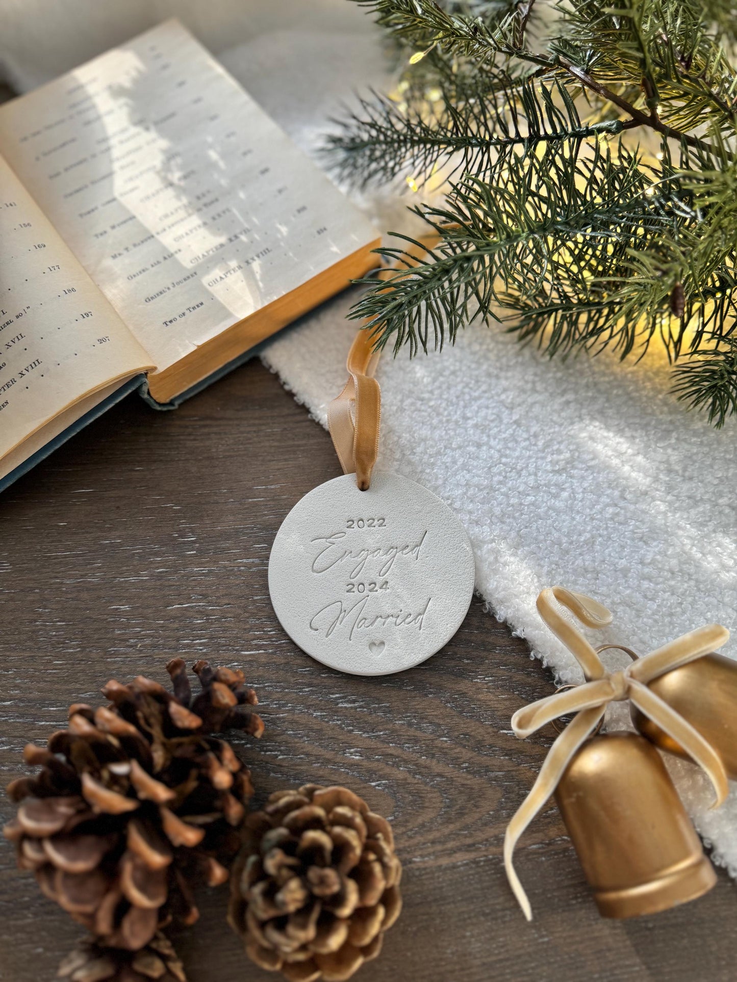 Personalized Couple Engaged and Married Ornament