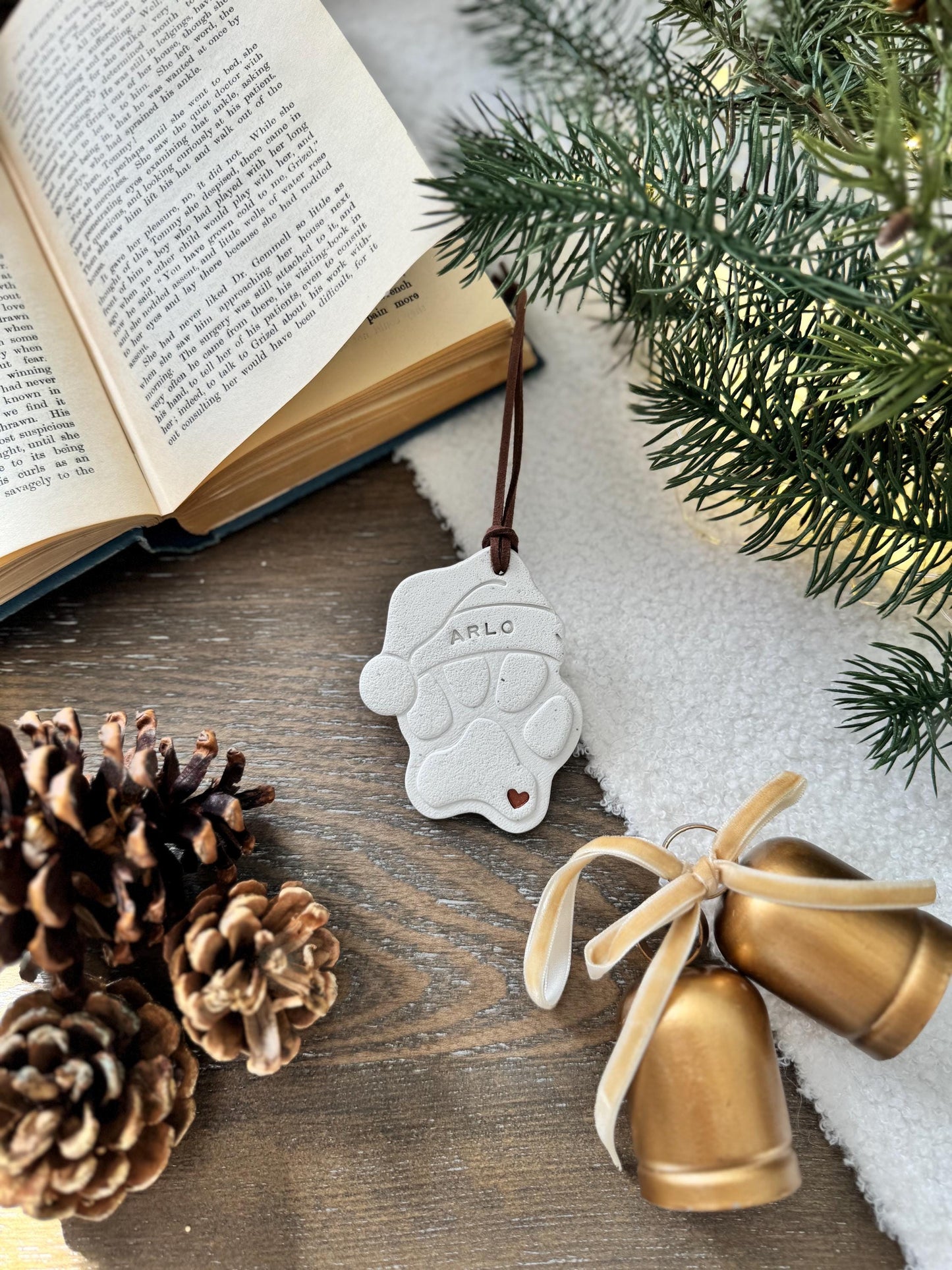 Custom Dog Christmas Hat Paw Ornament
