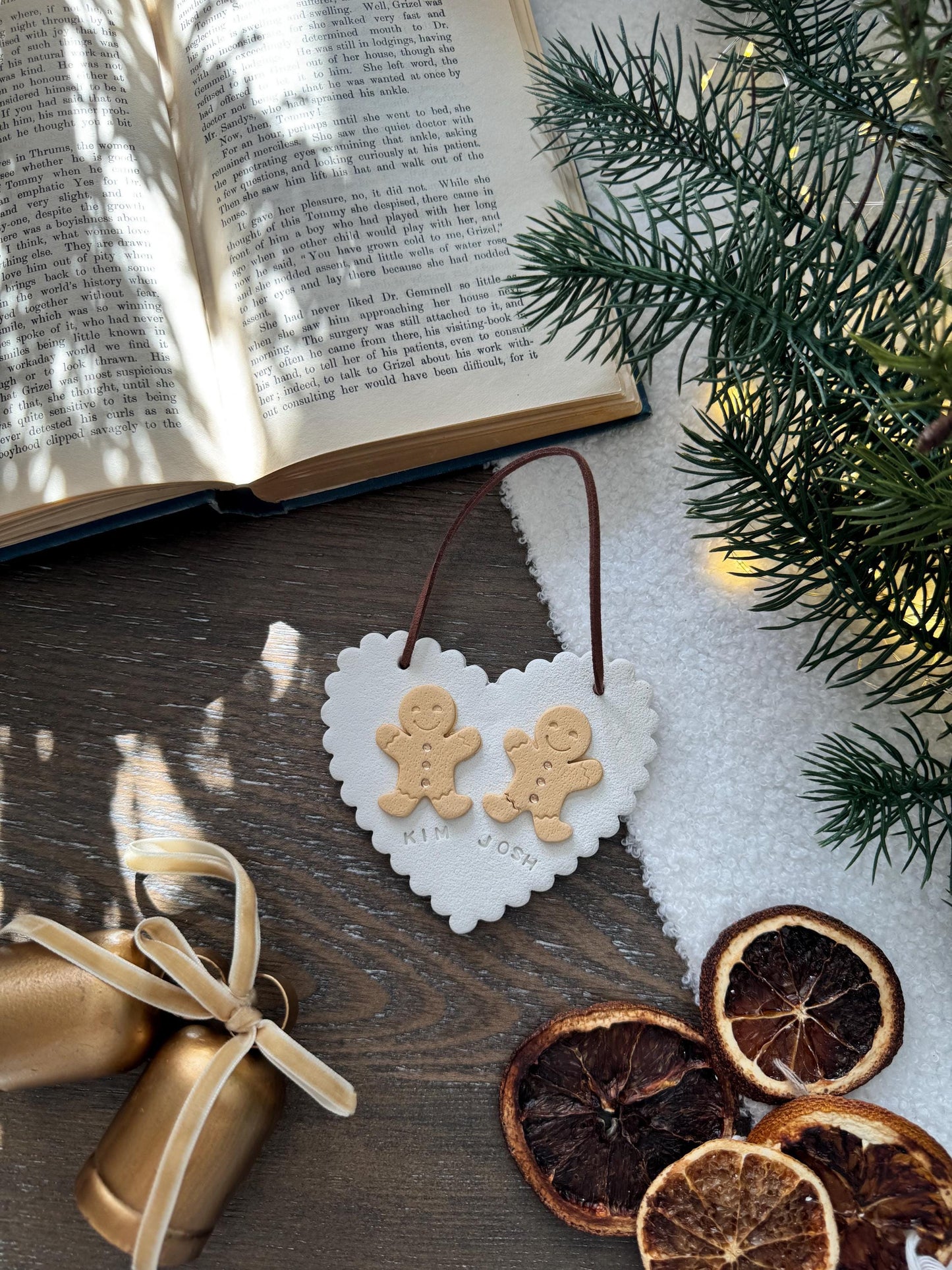 Personalized Gingerbread Heart Couple Ornament