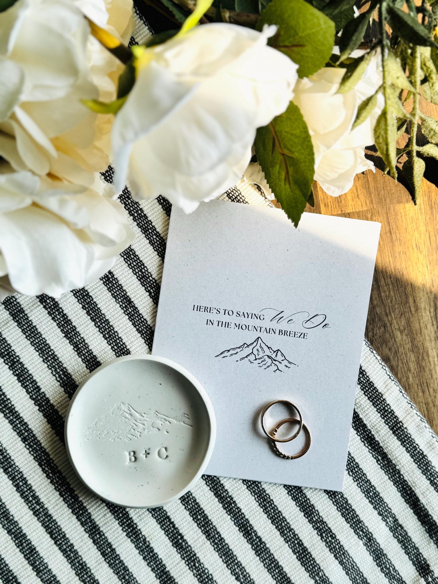 Personalized Mountain-themed Ring dish and Card Gift Set