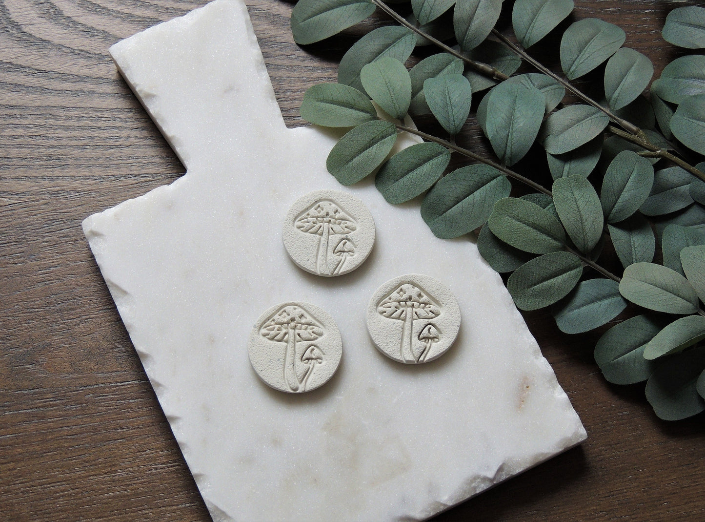 mushroom magnet in ivory, set of three