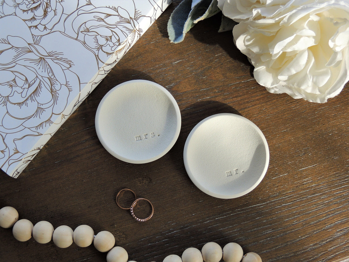 mr and mrs matching ring dishes, perfect gift for couple or wedding
