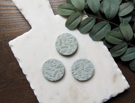 minty green teal magnet with nature pattern, set of 3