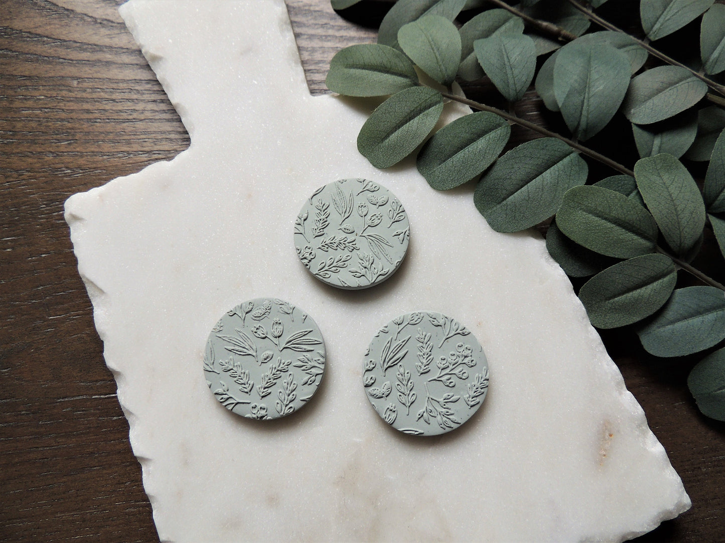 minty green teal magnet with nature pattern, set of 3