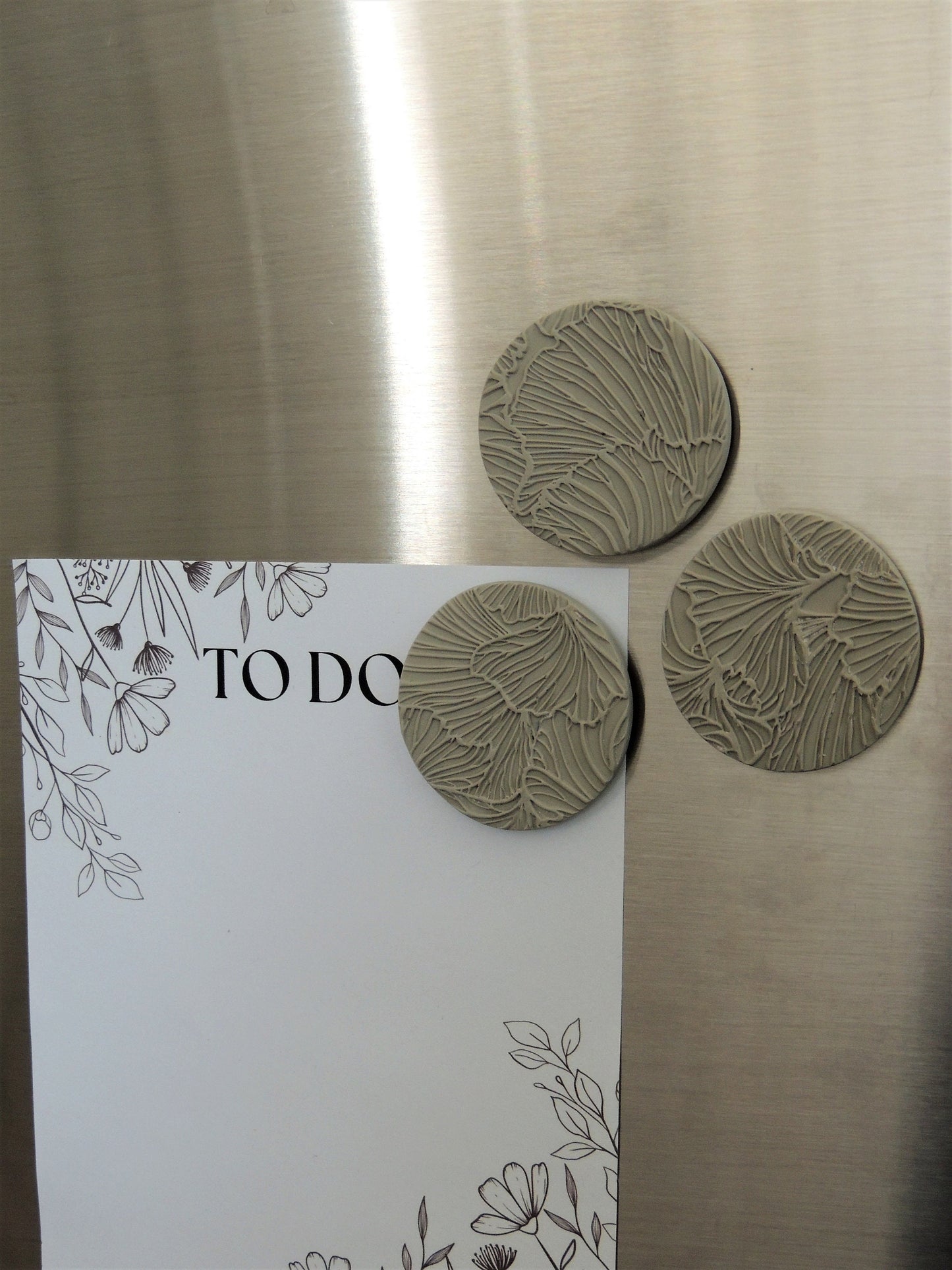 olive green botanical abstract magnet, set of 3, earthy tones