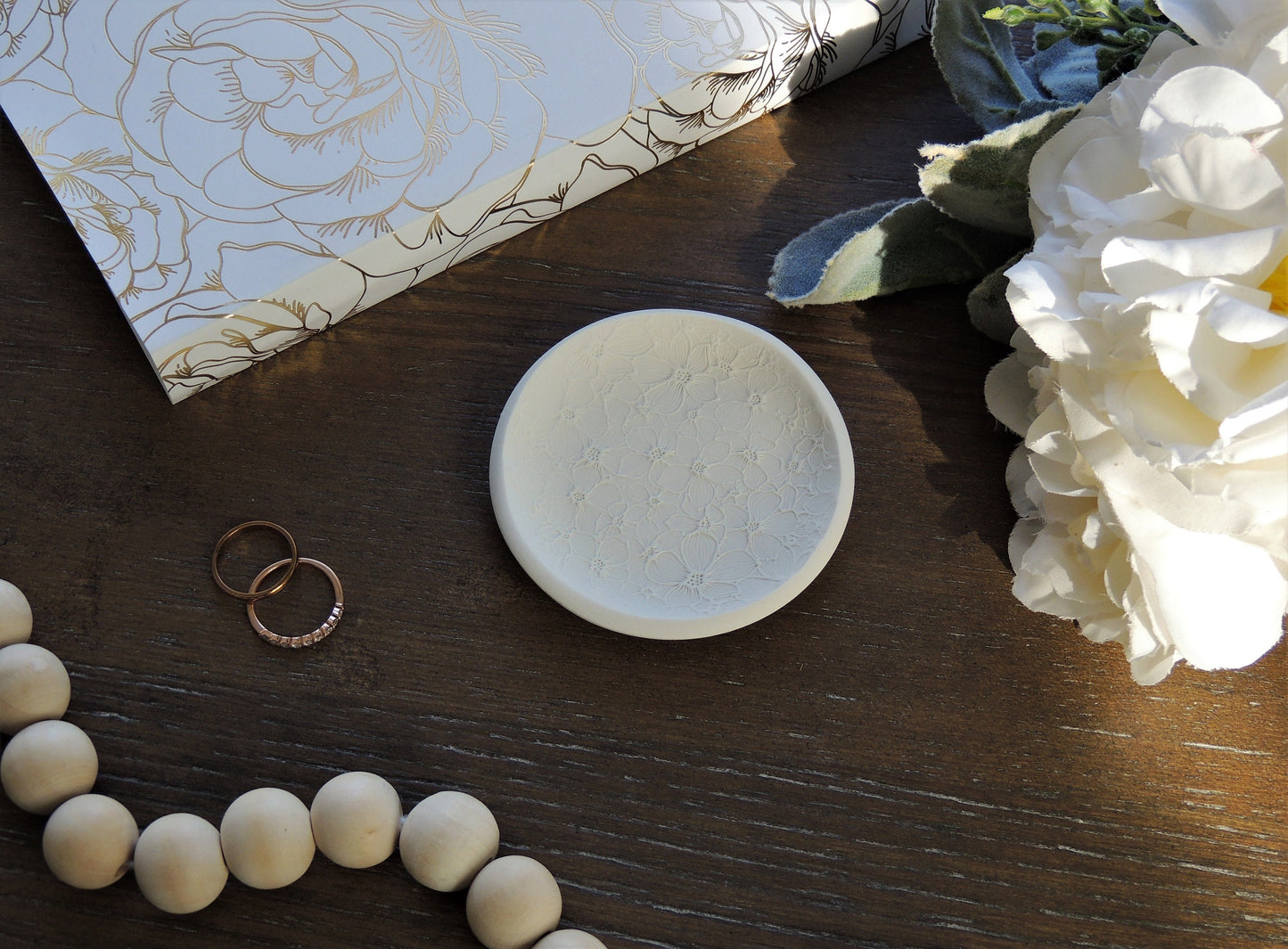 ring dish photography prop for flat lay kits, floral design