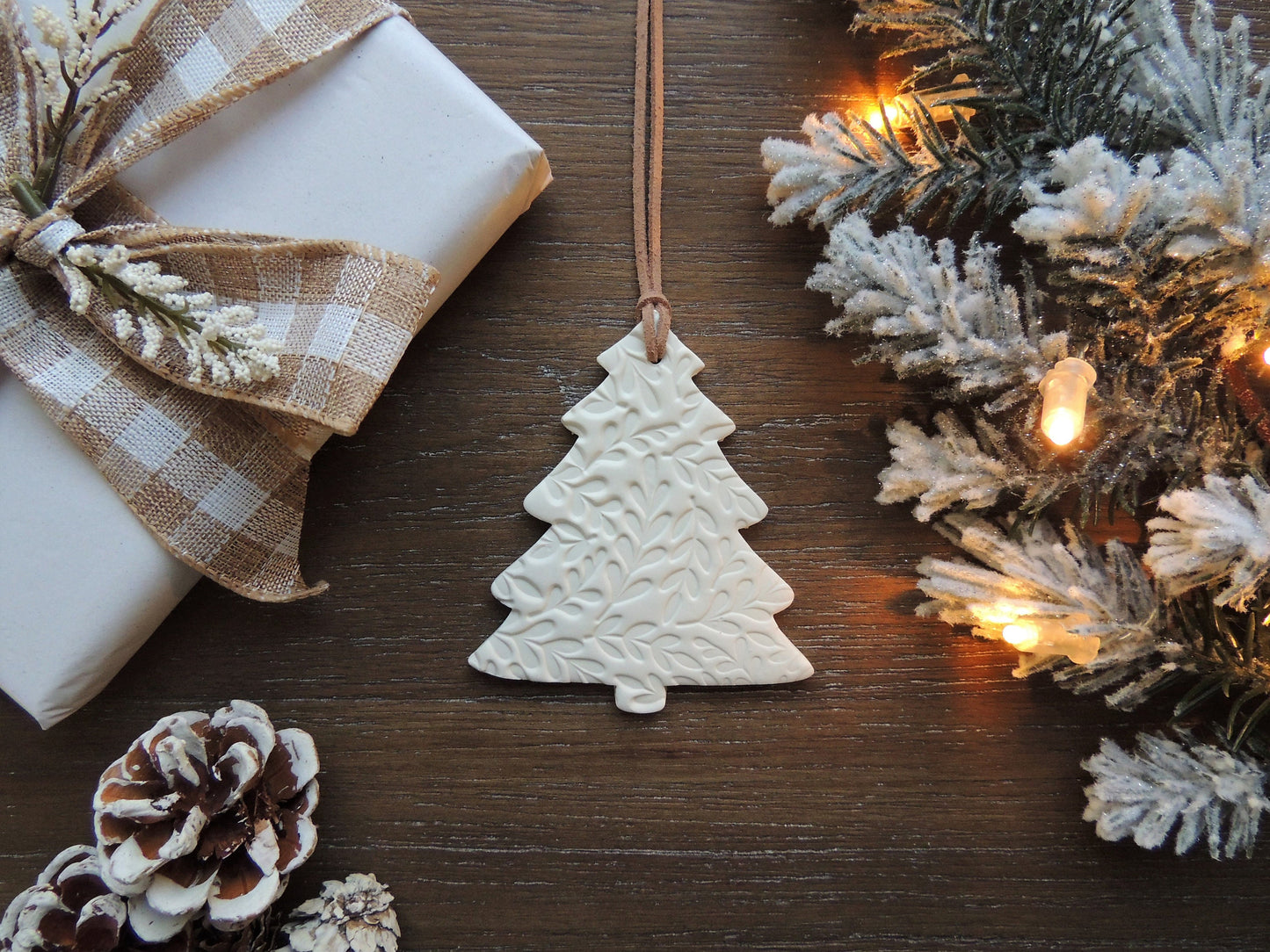white Christmas tree ornament