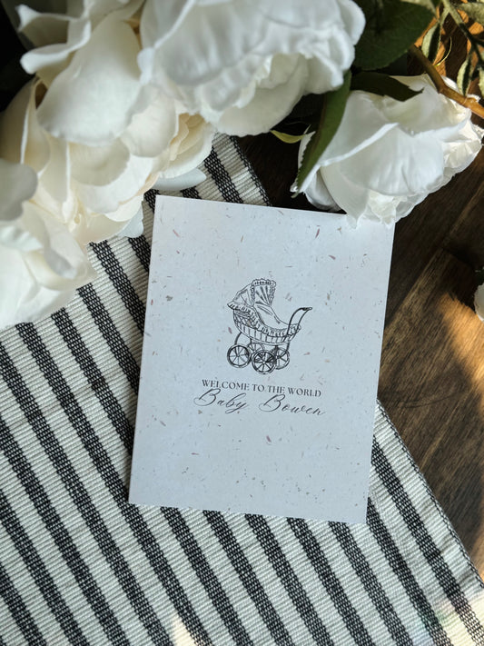 Personalized New Baby Name Greeting Card/Baby Shower Card