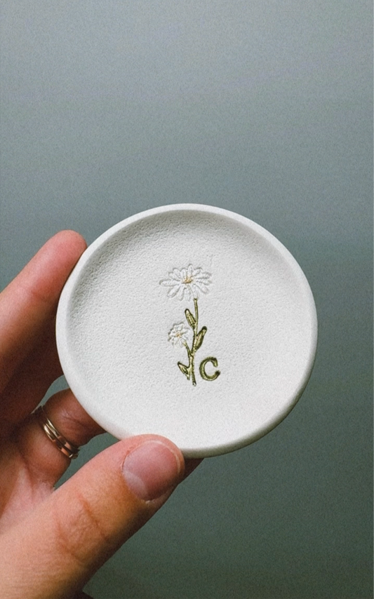 Birth Flower Personalized Ring Dish