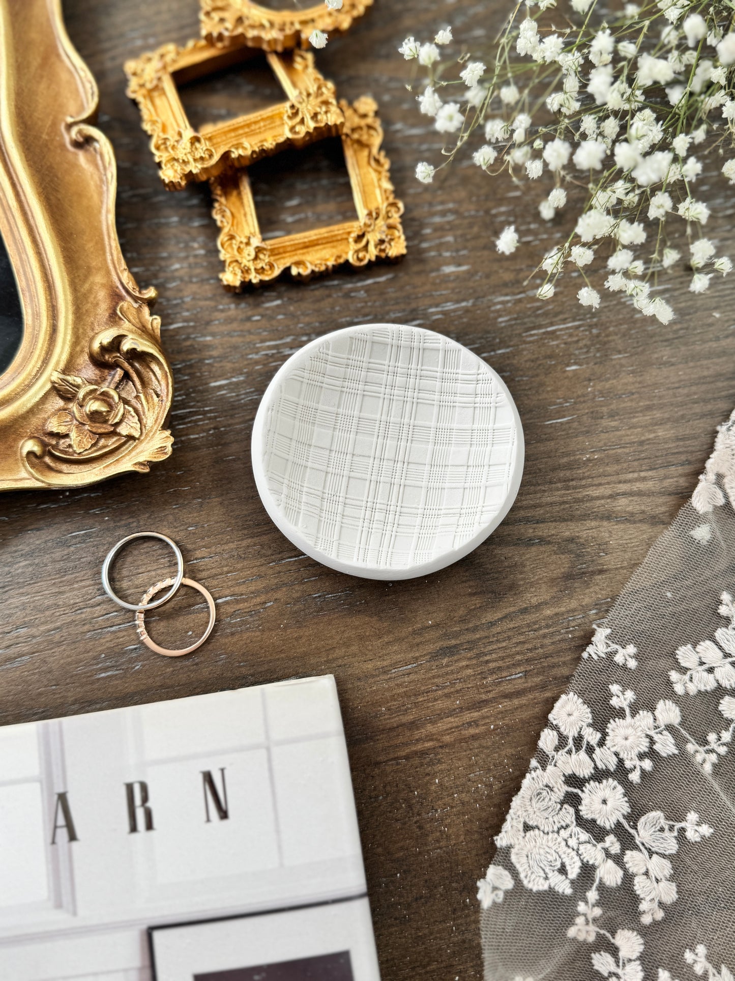 Checked Flat Lay Styling Ring Dish
