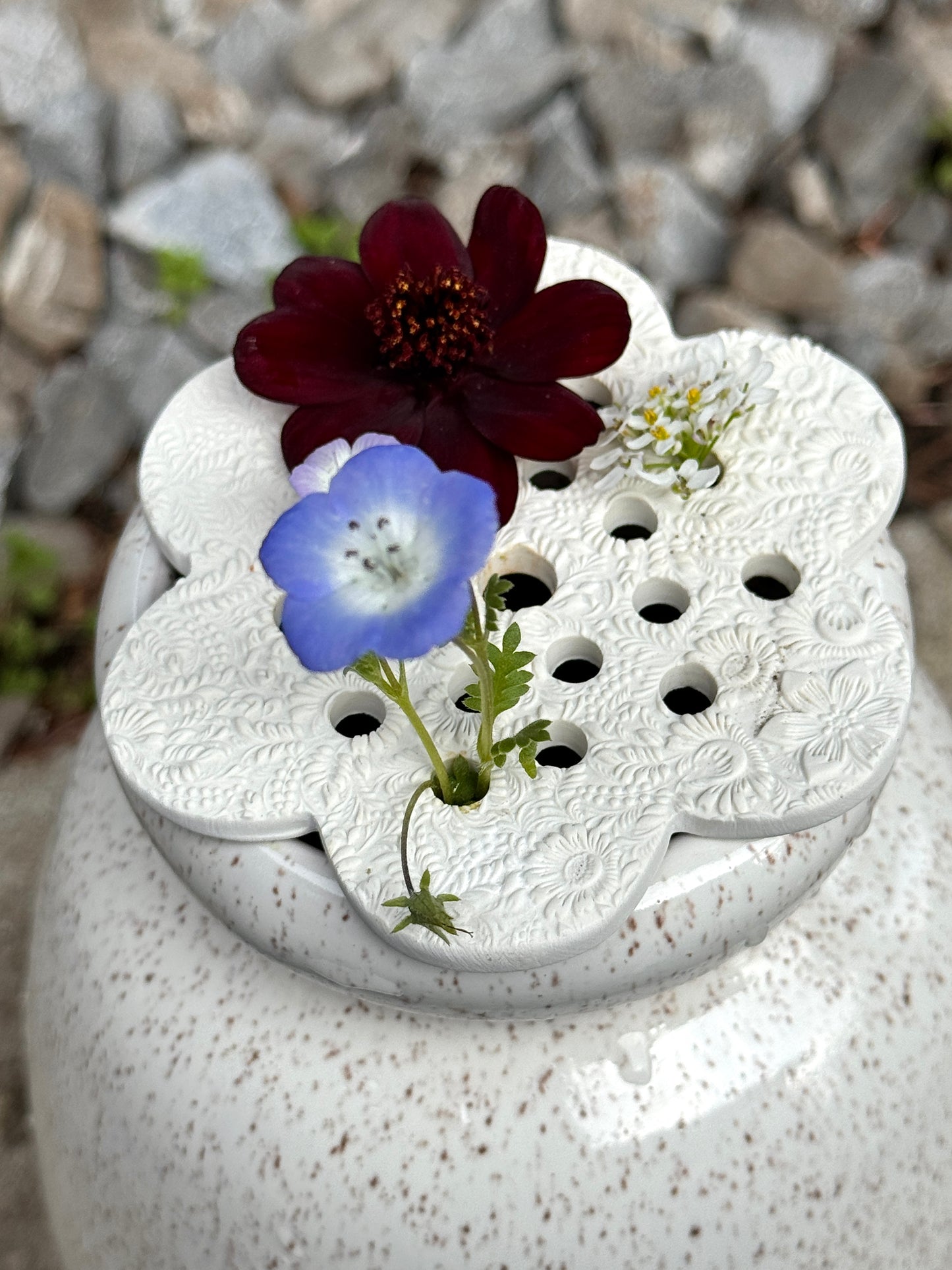 Flower frog/flower arranger for vase