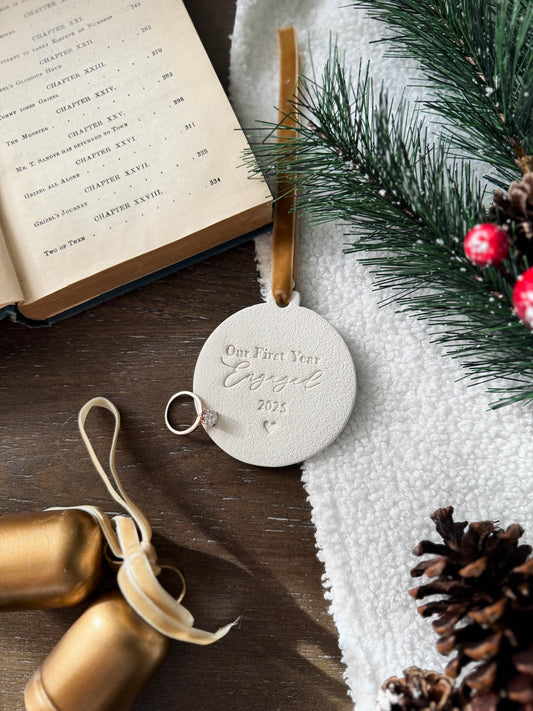 "Our First Year Engaged" Personalized Couple Ornament