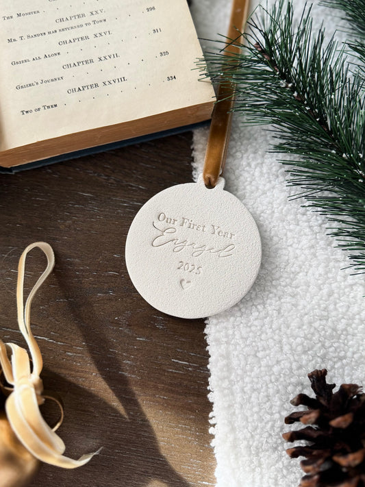 "Our First Year Engaged" Personalized Couple Ornament