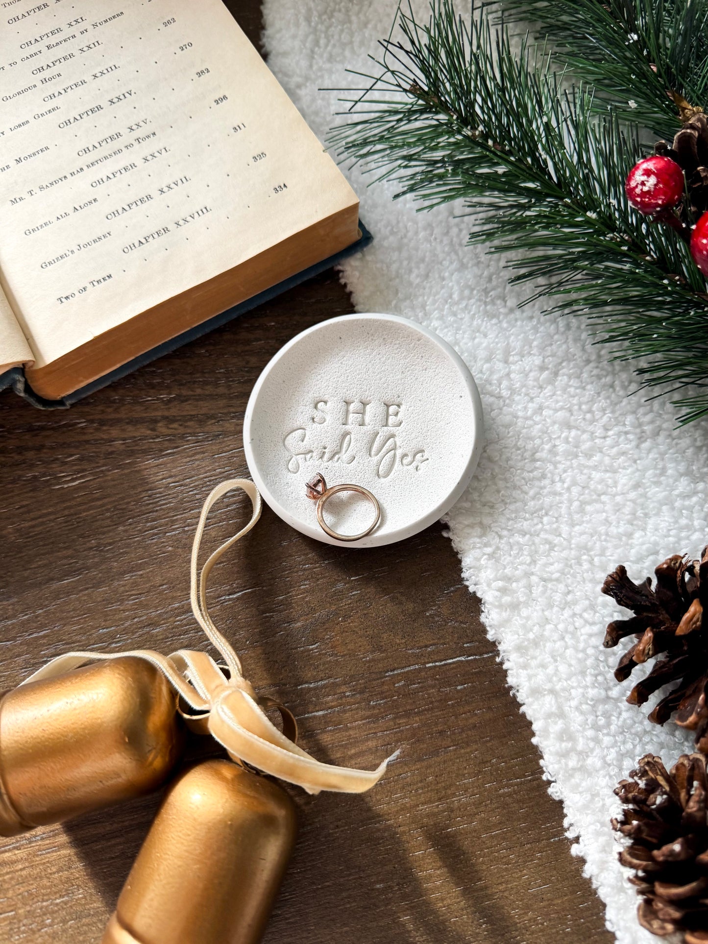 Personalized "She Said Yes"  Gift Set: Unique Bridal Shower Gift | Family Ornament | Engagement Gift | First Christmas Engaged Keepsake |