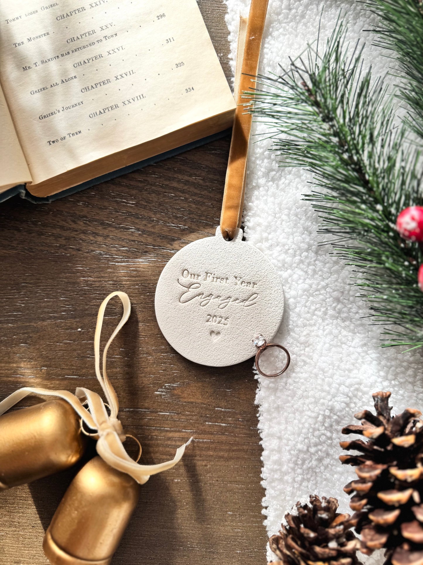 "Our First Year Engaged" Personalized Couple Ornament