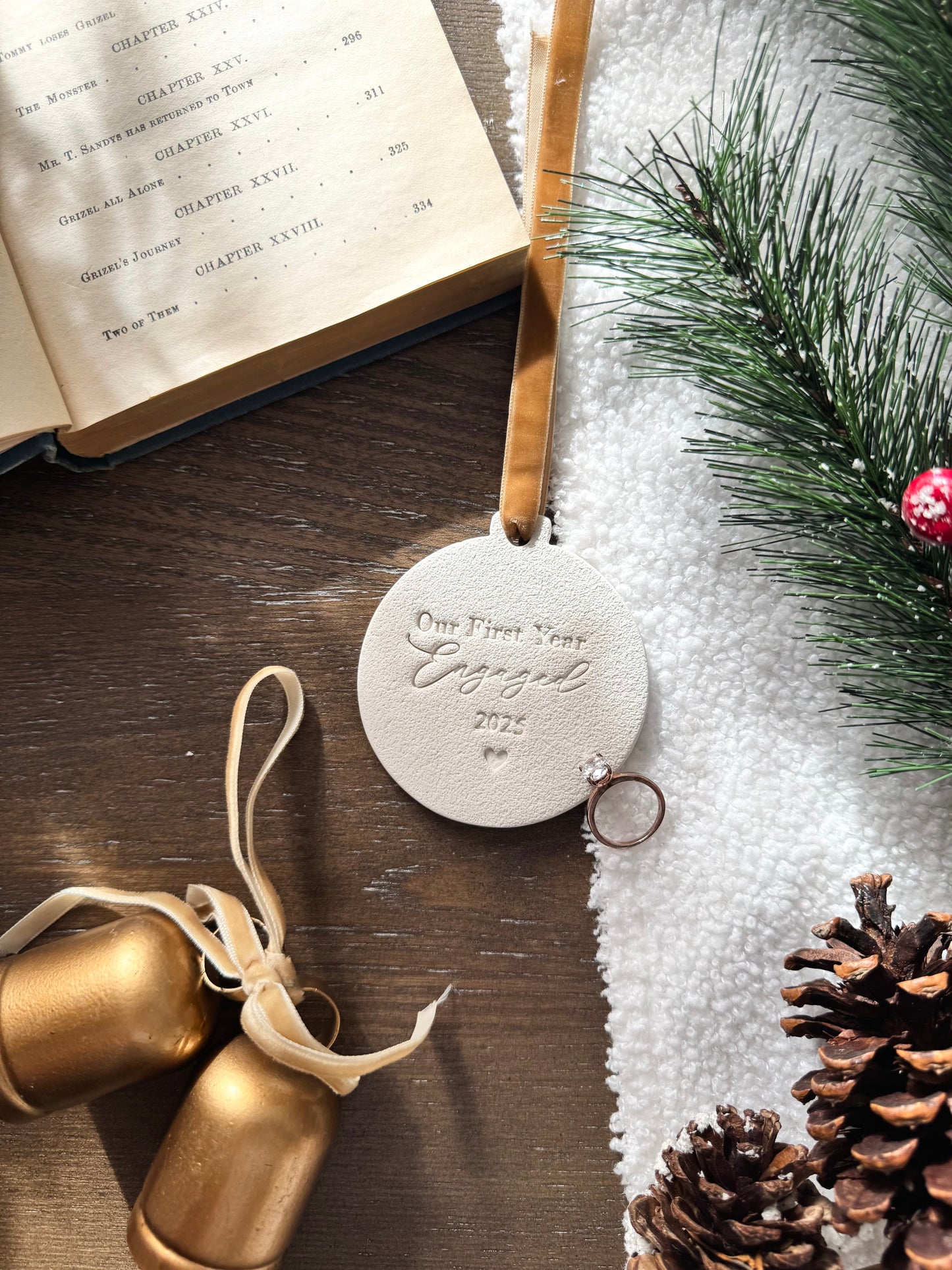 "Our First Year Engaged" Personalized Couple Ornament