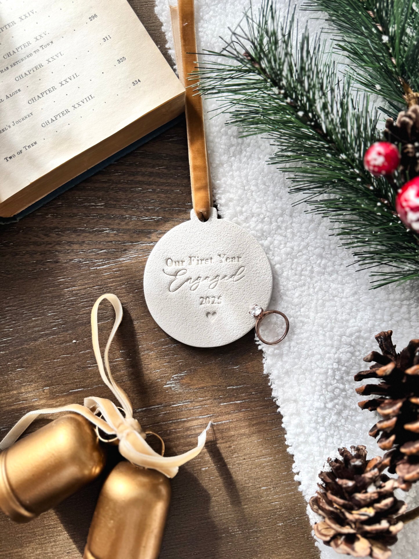 "Our First Year Engaged" Personalized Couple Ornament