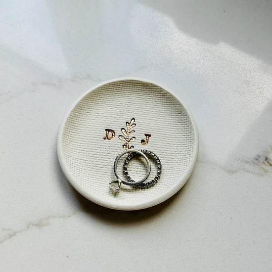 Ring Dish with Leaf and Initials