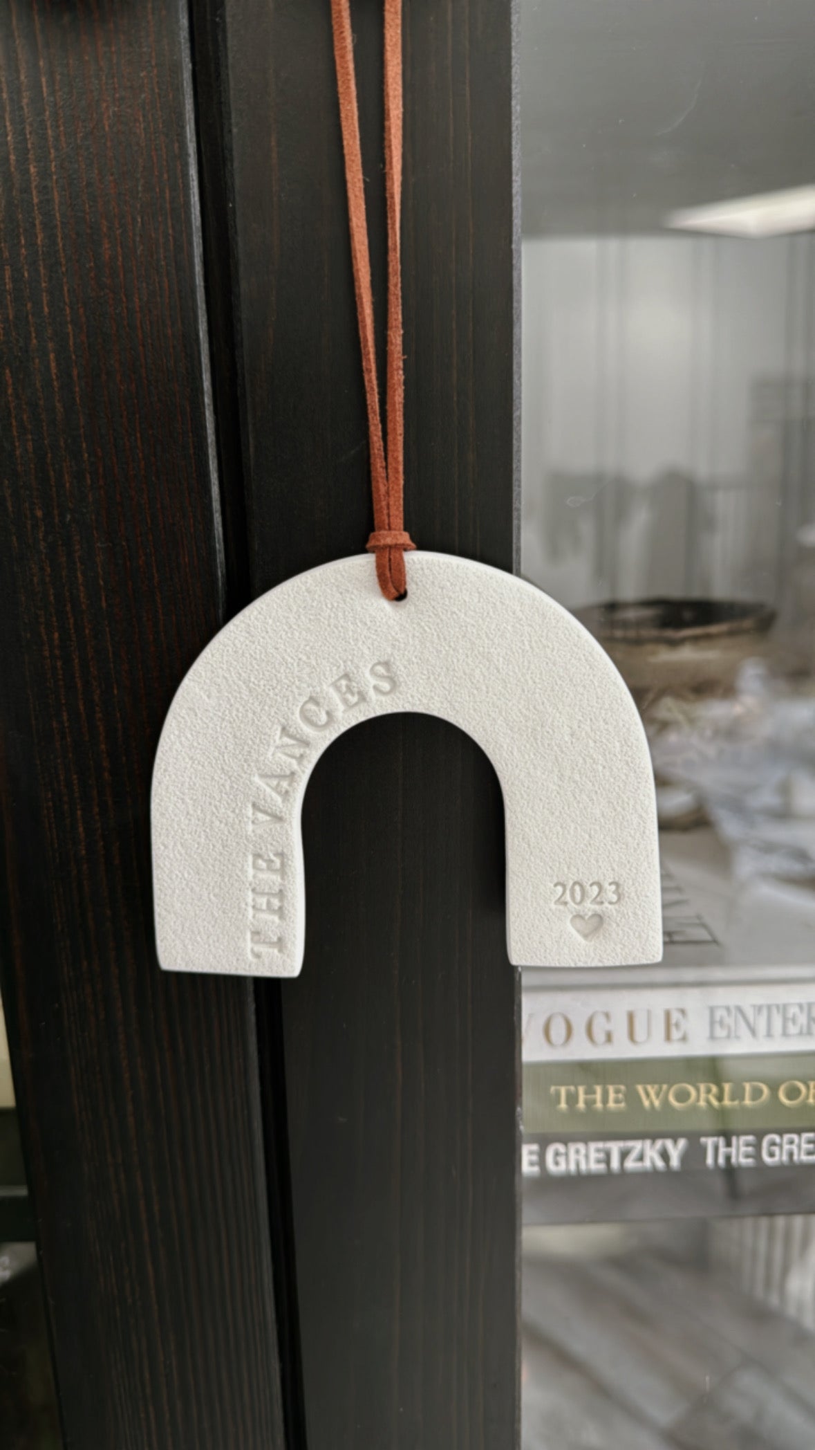 handmade in Edmonton, Family name ornament in rainbow shape