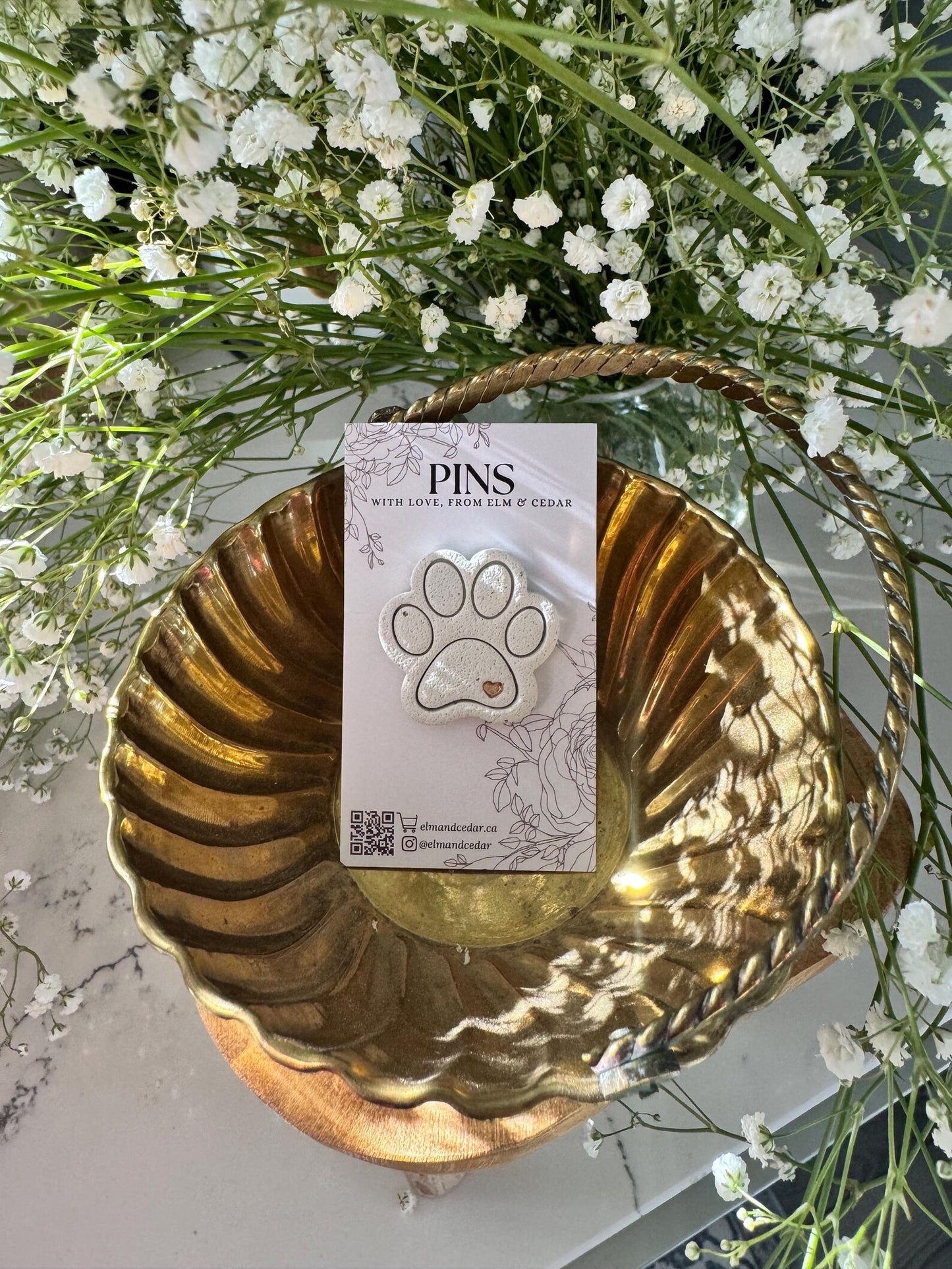 Paw Clay Pin | Clay Brooch | Elegant Accessories | Unique Wedding Favours | Pet Lover Gift| Teacher Gifts
