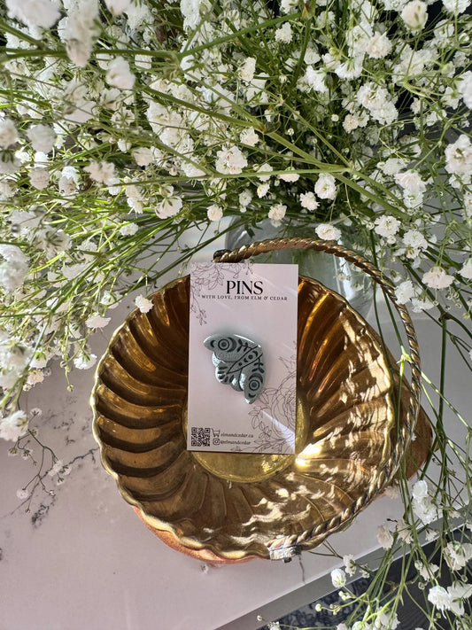 Moth Clay Pin | Clay Brooch | Elegant Accessories | Unique Wedding Favours | Teacher Gifts