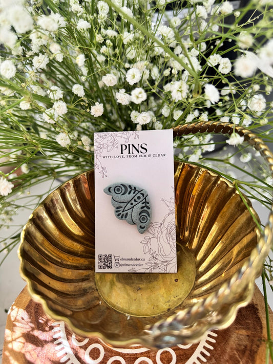 Moth Clay Pin | Clay Brooch | Elegant Accessories | Unique Wedding Favours | Teacher Gifts
