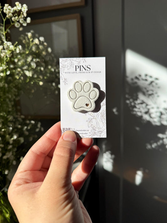 Paw Clay Pin | Clay Brooch | Elegant Accessories | Unique Wedding Favours | Pet Lover Gift| Teacher Gifts