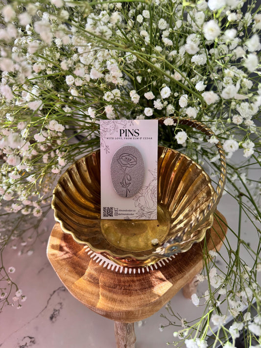 Floral Clay Pin | Clay Brooch | Elegant Accessories | Unique Wedding Favours | Teacher Gifts