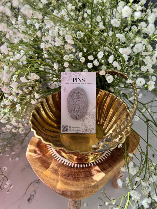 Floral Clay Pin | Clay Brooch | Elegant Accessories | Unique Wedding Favours | Teacher Gifts