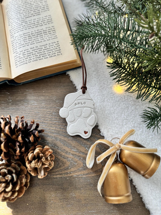 Custom Dog Christmas Hat Paw Ornament