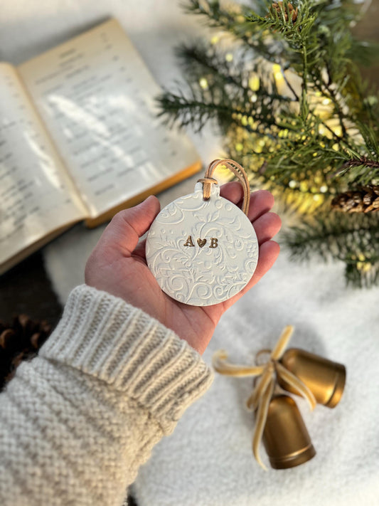 Personalized Couple Lace Bauble Ornament
