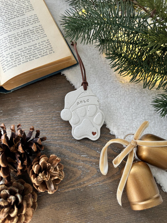 Custom Dog Christmas Hat Paw Ornament