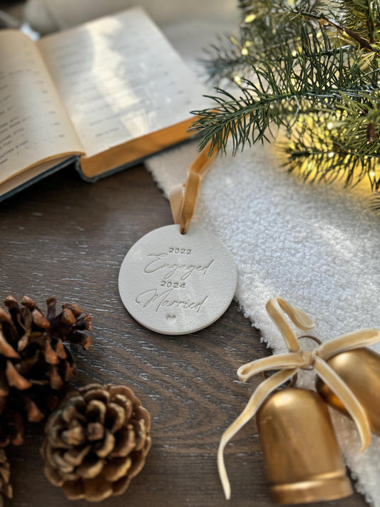 Personalized Couple Engaged and Married Ornament