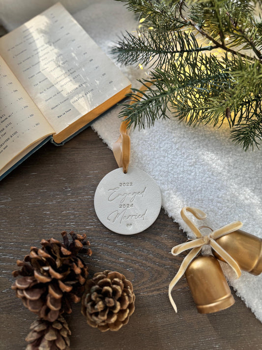 Personalized Couple Engaged and Married Ornament