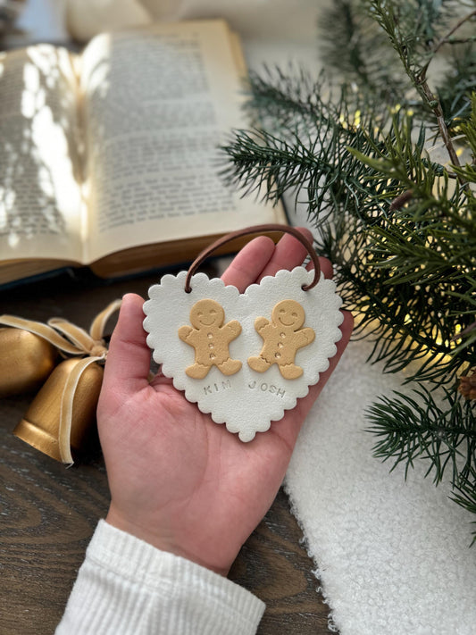 Personalized Gingerbread Heart Couple Ornament