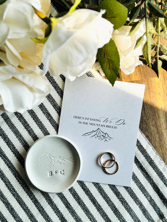 Personalized Mountain-themed Ring dish and Card Gift Set