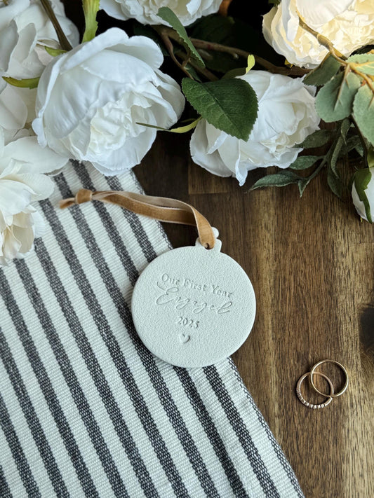 First Year Engaged Ornament | Unique Engagement Gift