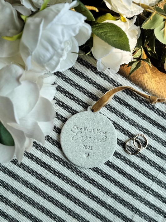 Personalized Ornament and Greeting Card Engagement Gift Set