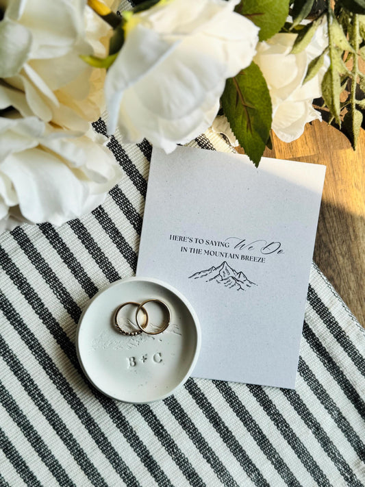 Personalized Mountain-themed Ring dish and Card Gift Set