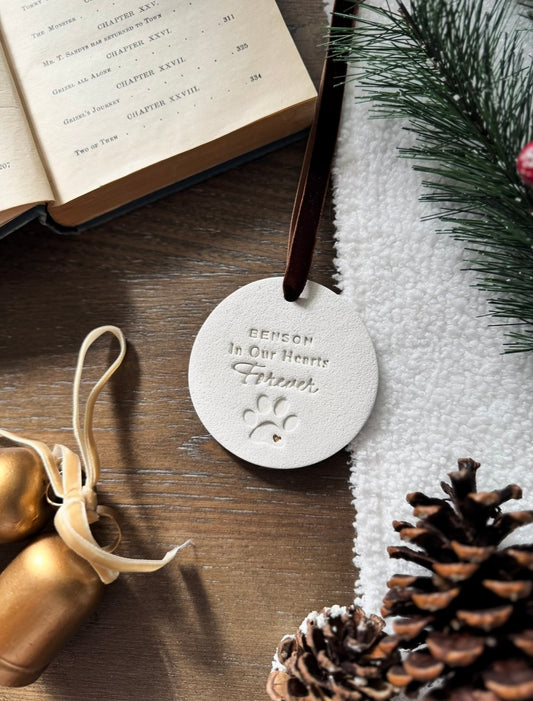 Custom Pet Memorial Christmas Ornament: In Our Hearts Forever, Personalized Pet Memorial Gift, Pet Remembrance