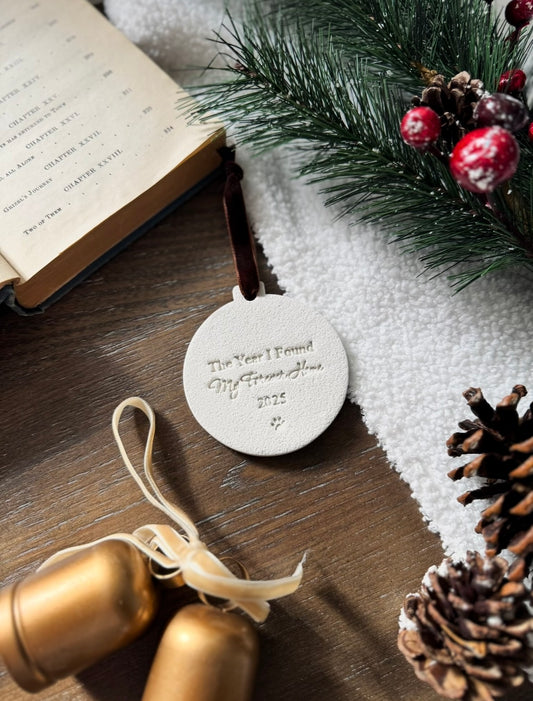 "The Year I Found My Forever Home" Pet Ornament: Personalized Pet Ornament, Pet's First Christmas, Adopted Pet Gift, Pet Name Ornament
