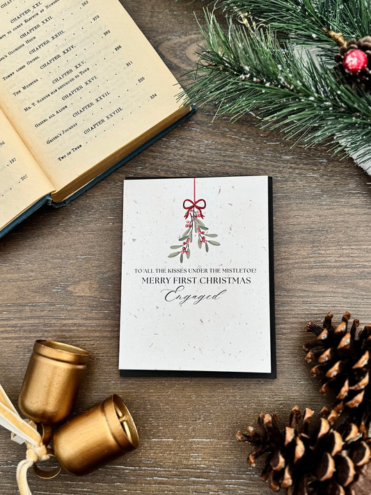 First Christmas Engaged Greeting Card: Engagement Gift | Bridal Shower Card | Happy Engagement | Christmas Engagement