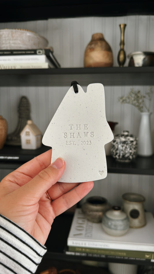 perfect for first time home buyers, house shaped ornament