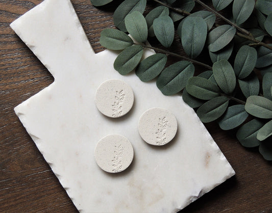 ivory magnets with embossed botanical design, leaf design for fridge