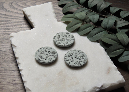 minty green teal magnet with nature pattern, set of 3