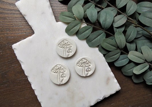 cute mushroom magnet in ivory made of clay