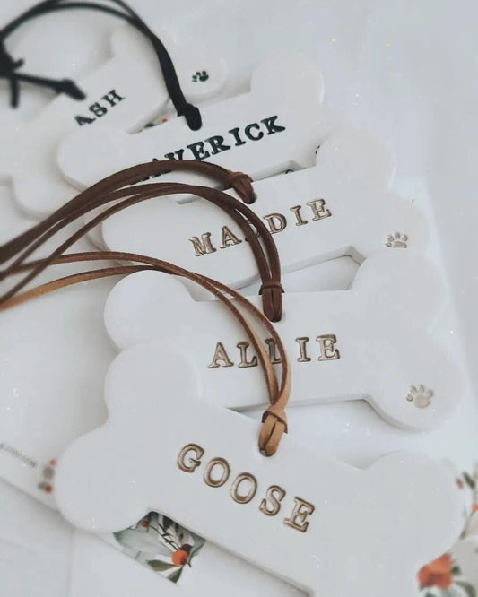 adorable bone shaped ornament for pets with name gift