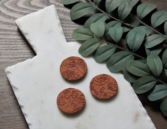 fridge magnets in sienna colour with floral pattern